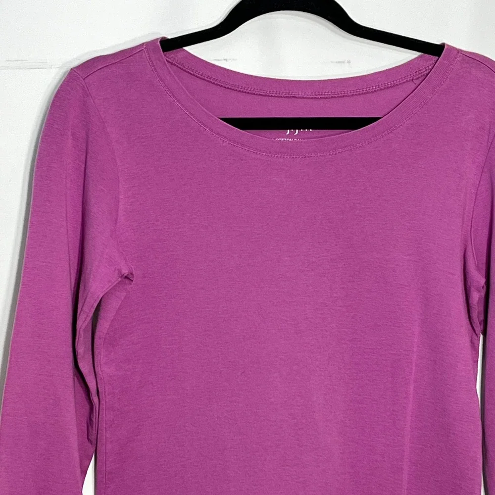 J. Jill Pima Cotton Ballet Sleeve Tee Purple Petite Small SP 3/4 Sleeve Top - Picture 3 of 7